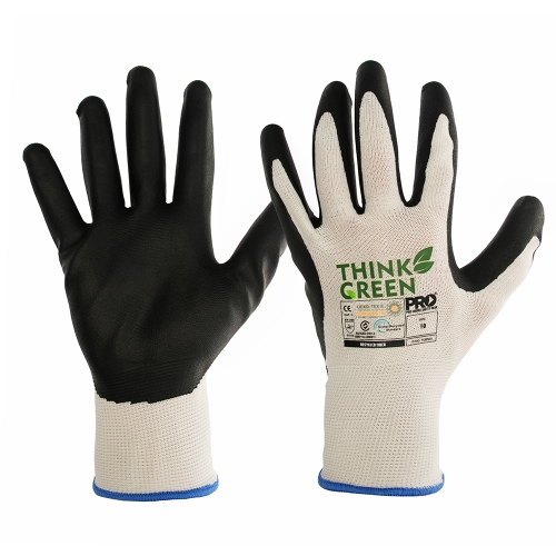 PRO CHOICE GLOVES BLACK NITRILE FOAM DIP RECYCLED LINER SIZE 7